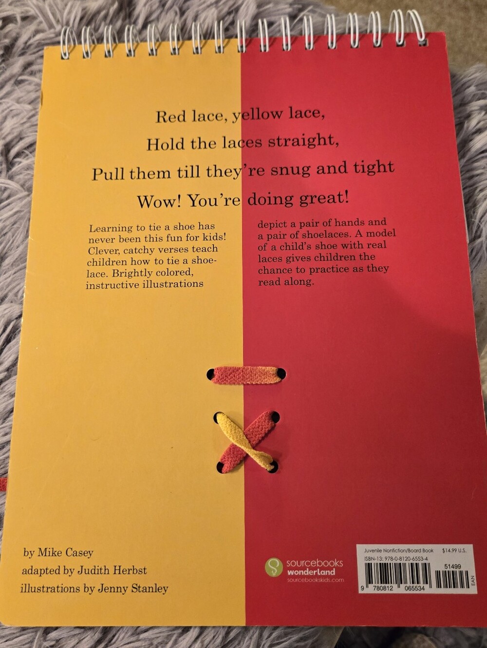 Kids Lace-Up Shoe Practice Book with Red and Yellow Laces - Picture 2 of 12
